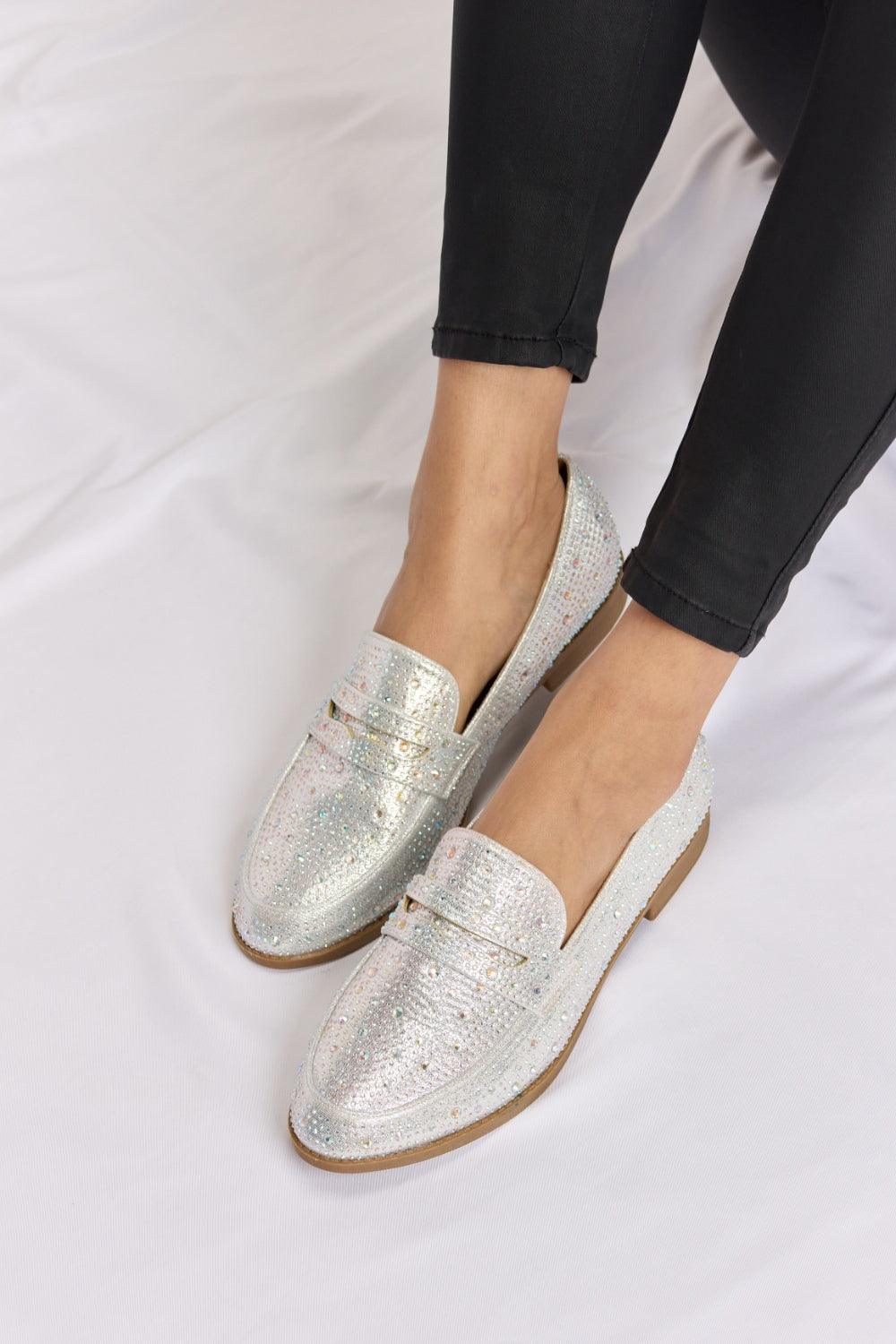 Forever Link Rhinestone Point Toe Loafers Carauana Store