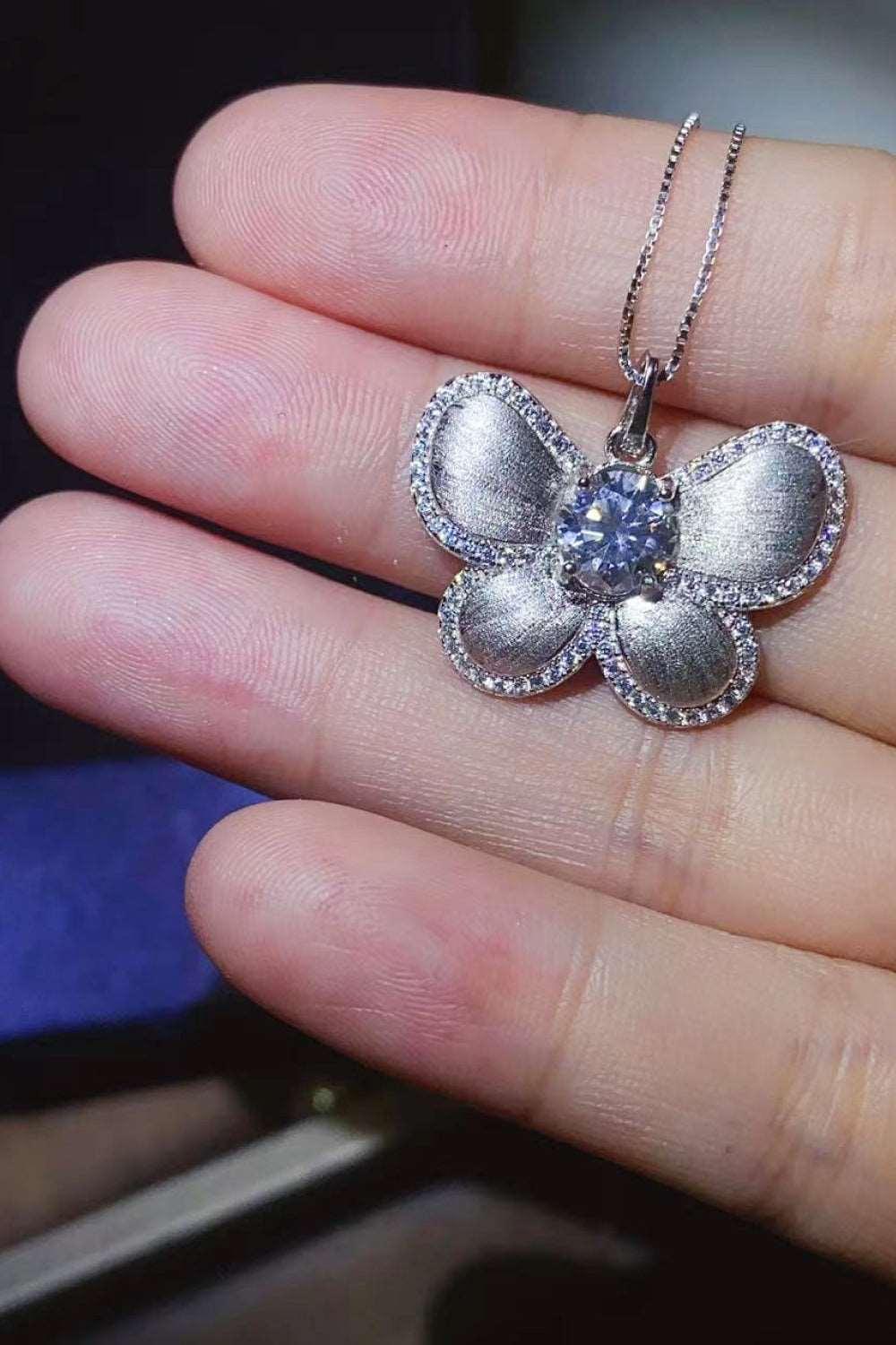 1 Carat Moissanite Butterfly Pendant Necklace Carauana Store