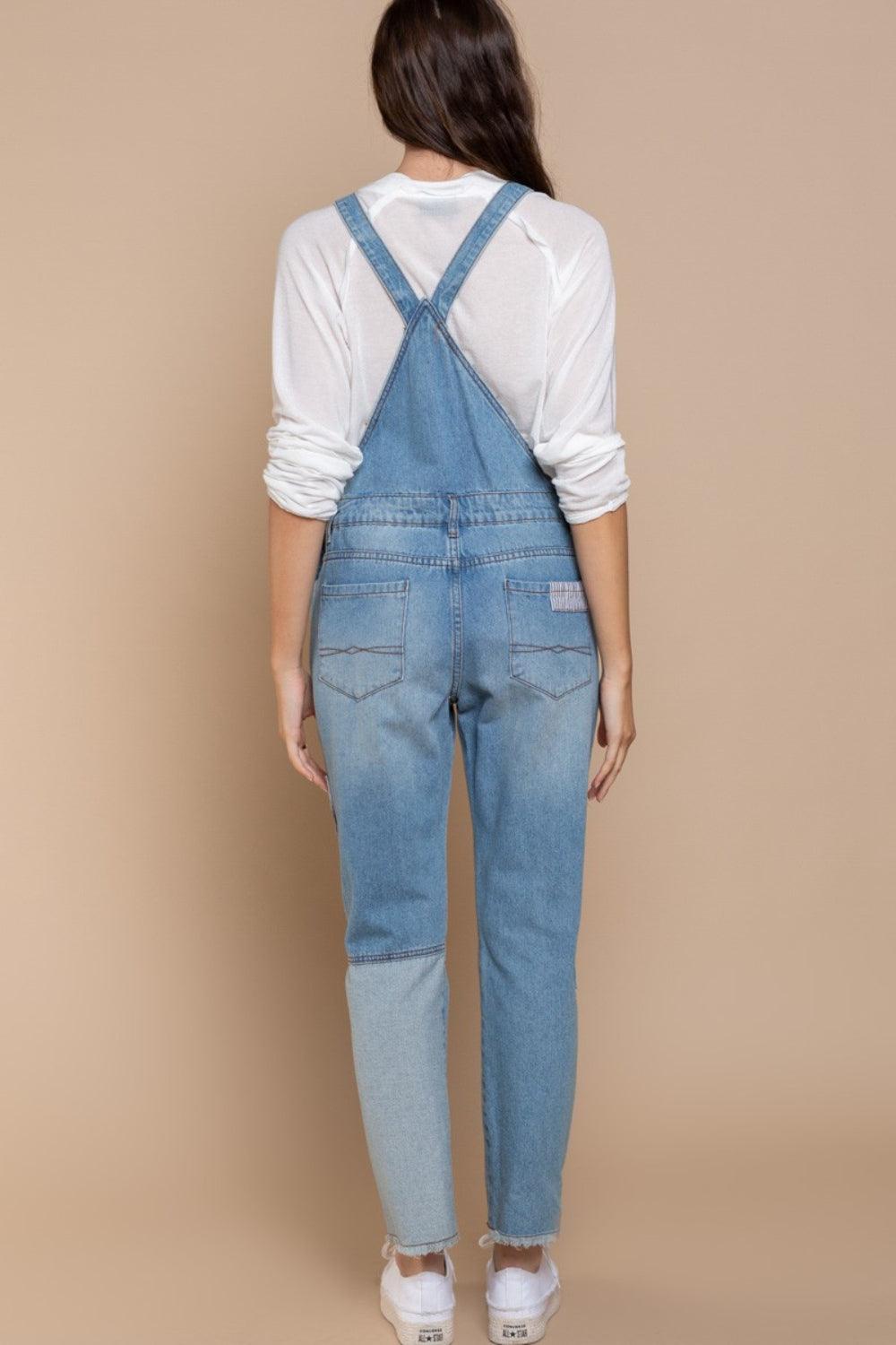 POL Front Chest Zipper Slim Leg Denim Overalls Carauana Store