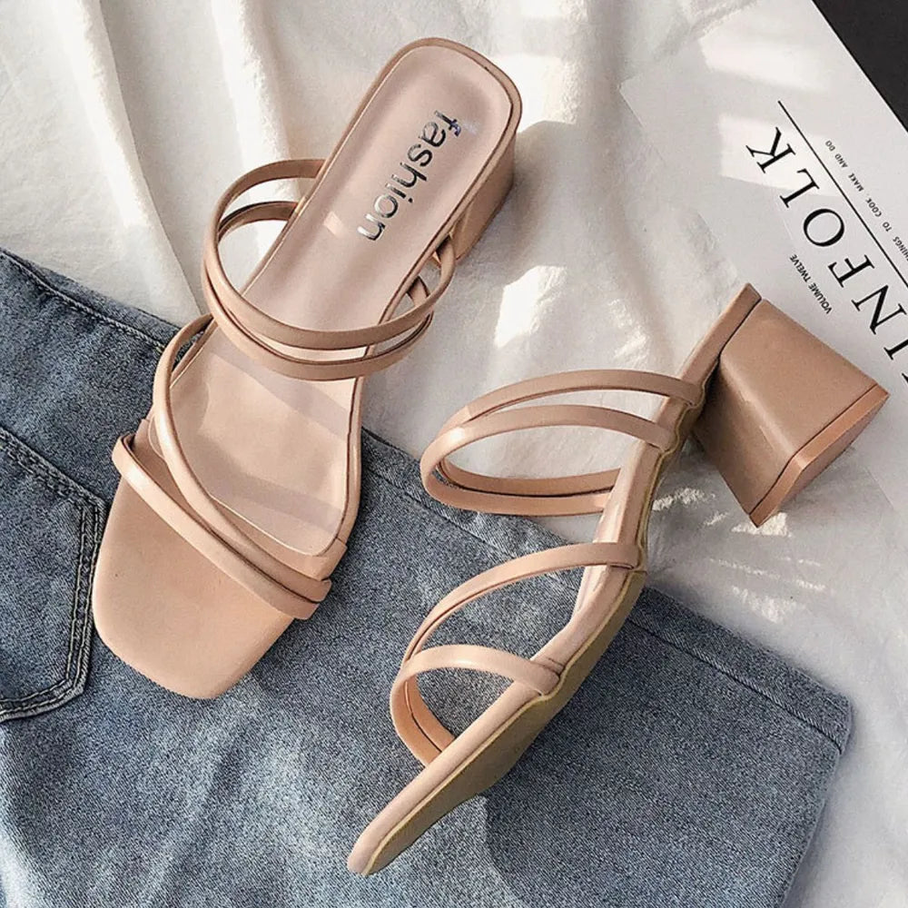 Open Toe Block Heels Sandals