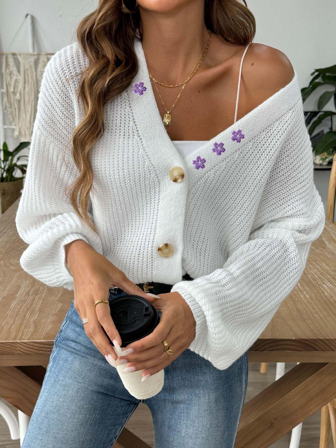 V-Neck Button Up Long Sleeve Cardigan Carauana Store