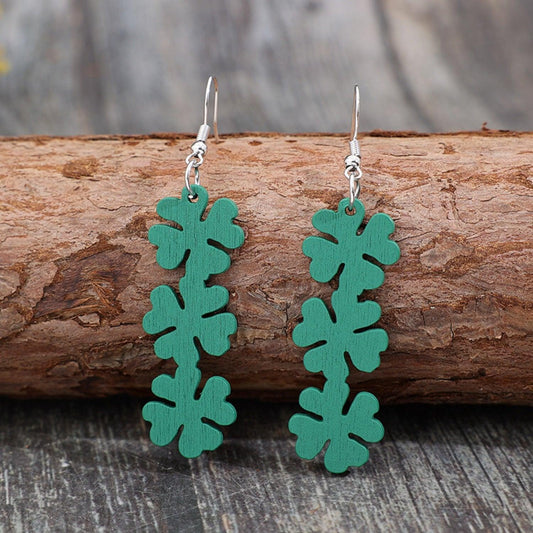 Lucky Clover Wooden Dangle Earrings Carauana Store