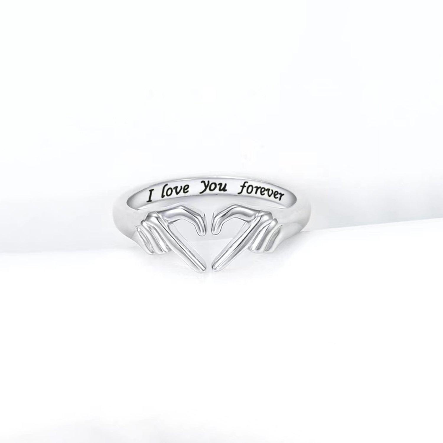 Hand Heart Shape 925 Sterling Silver Open Ring Carauana Store