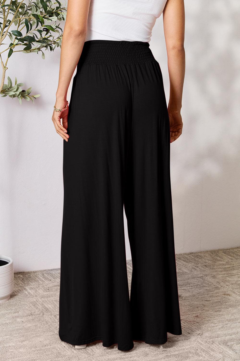 Double Take Full Size Smocked Wide Waistband Wide Leg Pants Carauana Store