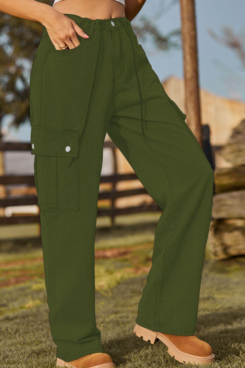 Loose Fit Drawstring Jeans with Pocket Carauana Store