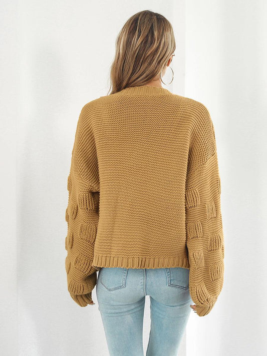 Open Front Ribbed Trim Cardigan Carauana Store