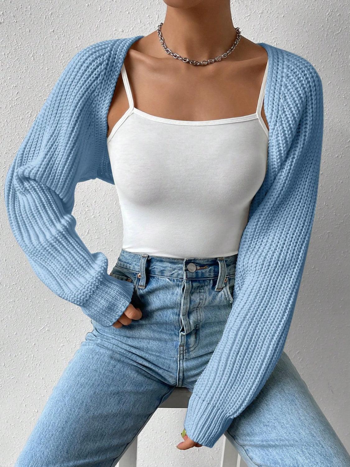 Honey Open Front Long Sleeve Cropped Cardigan Carauana Store