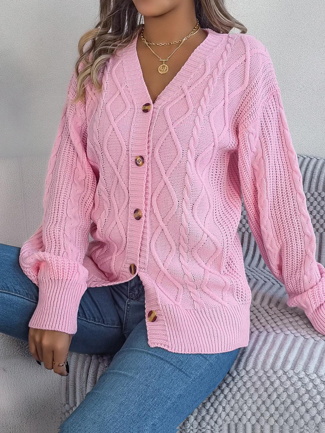 Cable-Knit Long Sleeve Cardigan Carauana Store