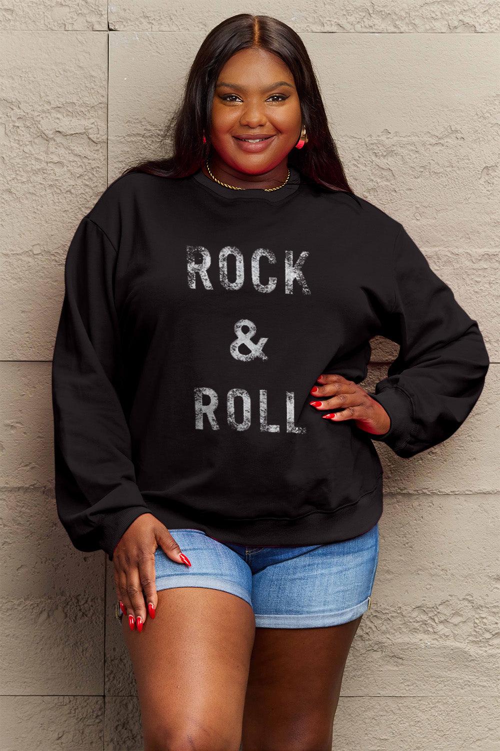 Simply Love Full Size ROCK & ROLL Round Neck Sweatshirt Carauana Store