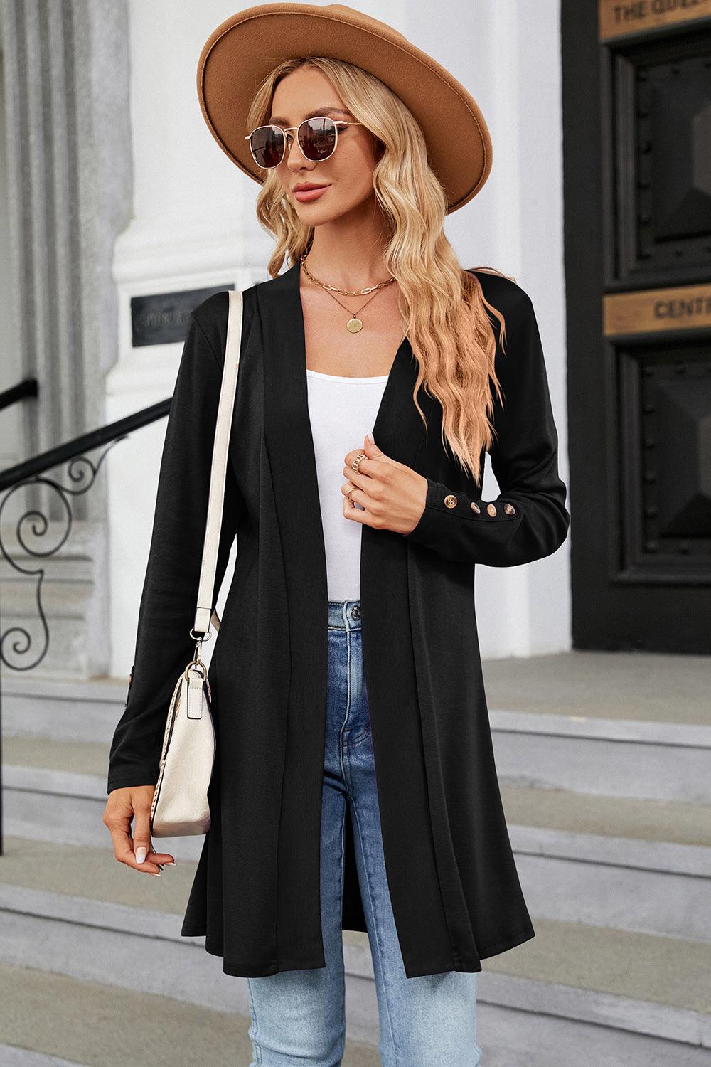 Open Front Long Sleeve Cardigan Carauana Store