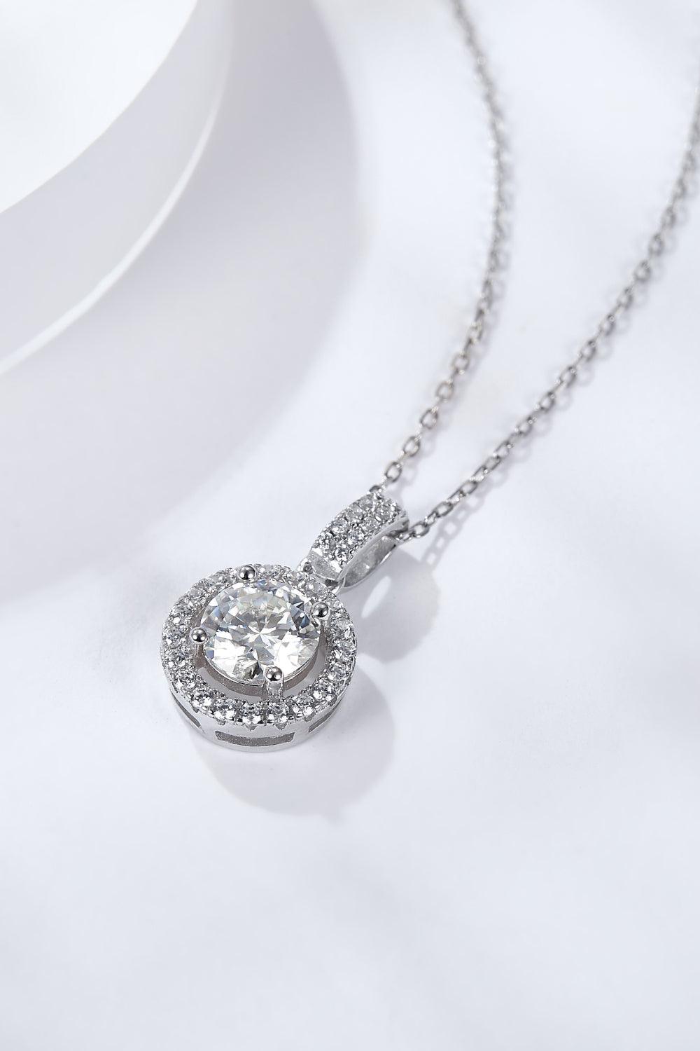 2 Carat Moissanite Round Pendant Necklace Carauana Store