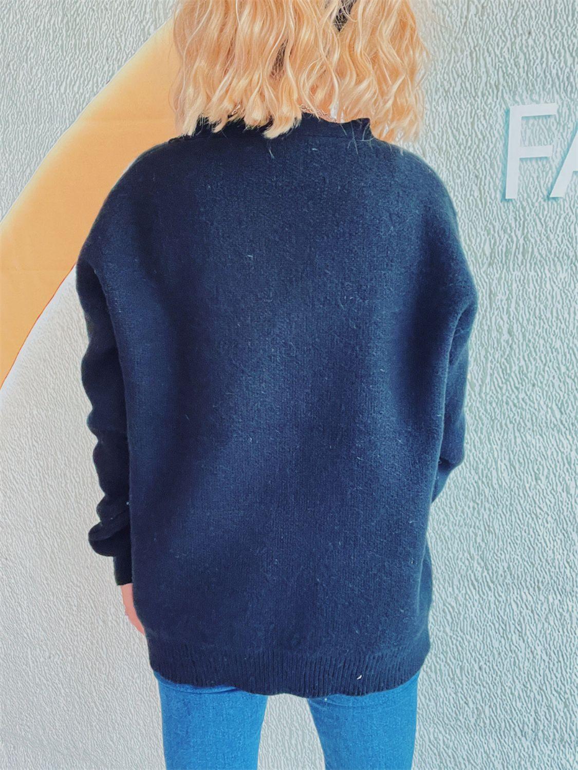 Flower Button Down V-Neck Long Sleeve Cardigan Carauana Store