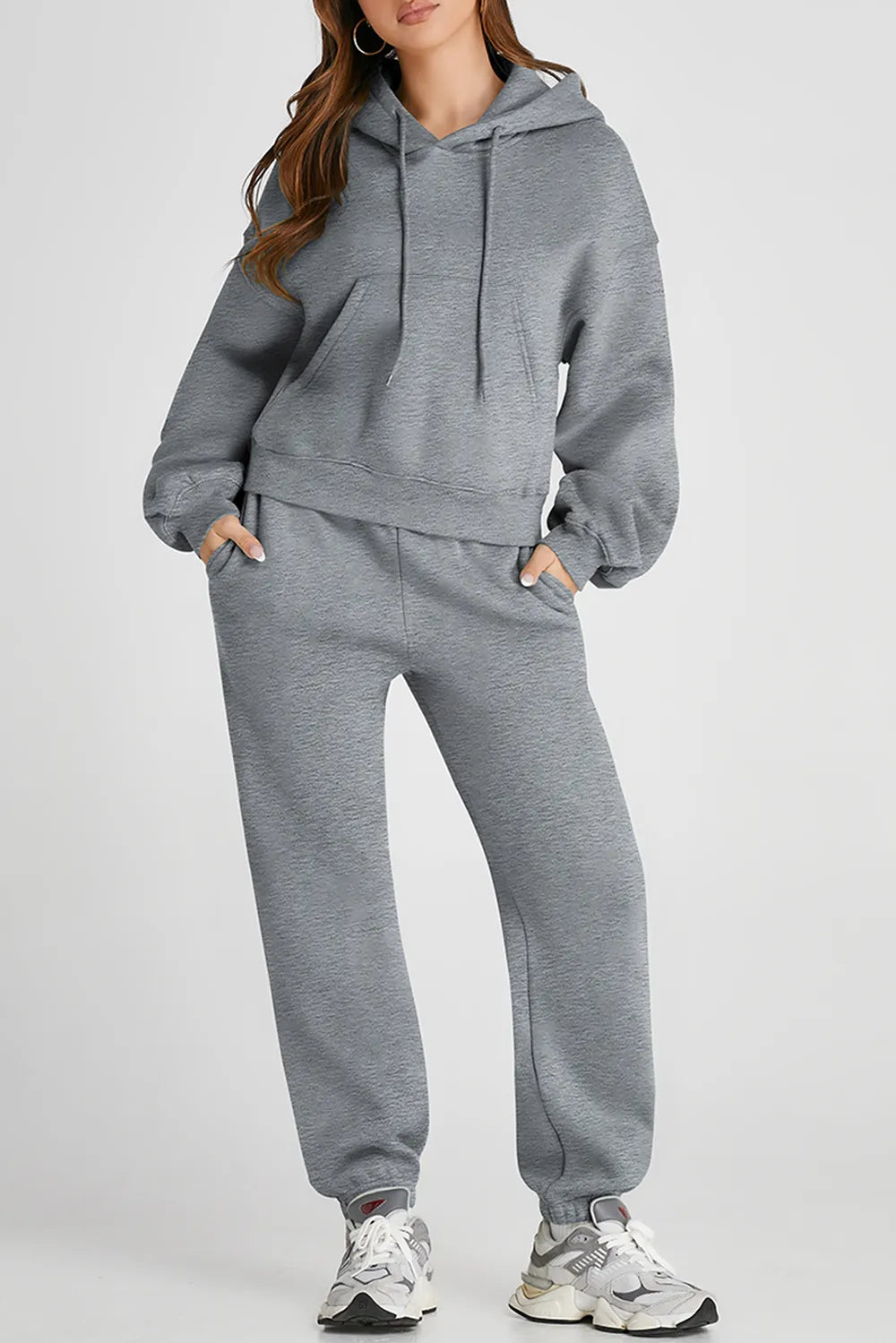Dropped Shoulder Hooded Top and Pants Active Set Carauana Store
