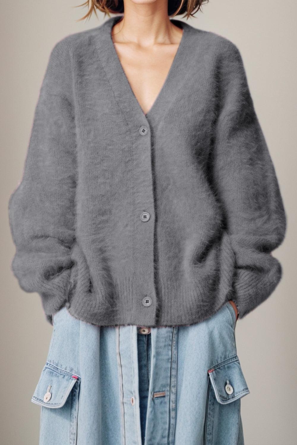 Button Up Dropped Shoulder Cardigan Carauana Store