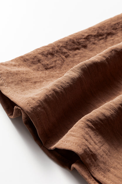 Chestnut Floral Patchwork Detail Notched Neck Long Sleeve Maxi Dress