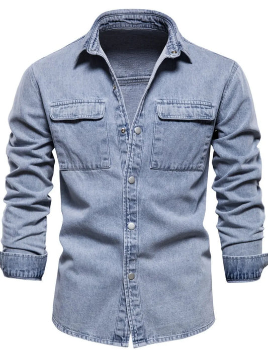 Men's Button Down Chest Pocket Denim Jacket Carauana Store