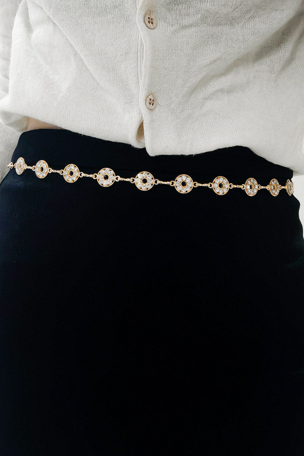 Rhinestone Decor Zinc Alloy Belt Carauana Store