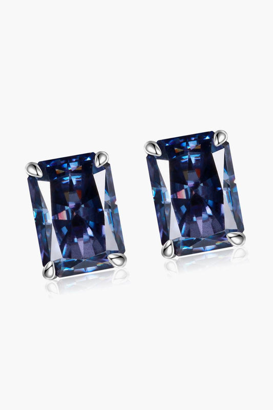2 Carat Rectangle Moissanite 4-Prong Stud Earrings Carauana Store