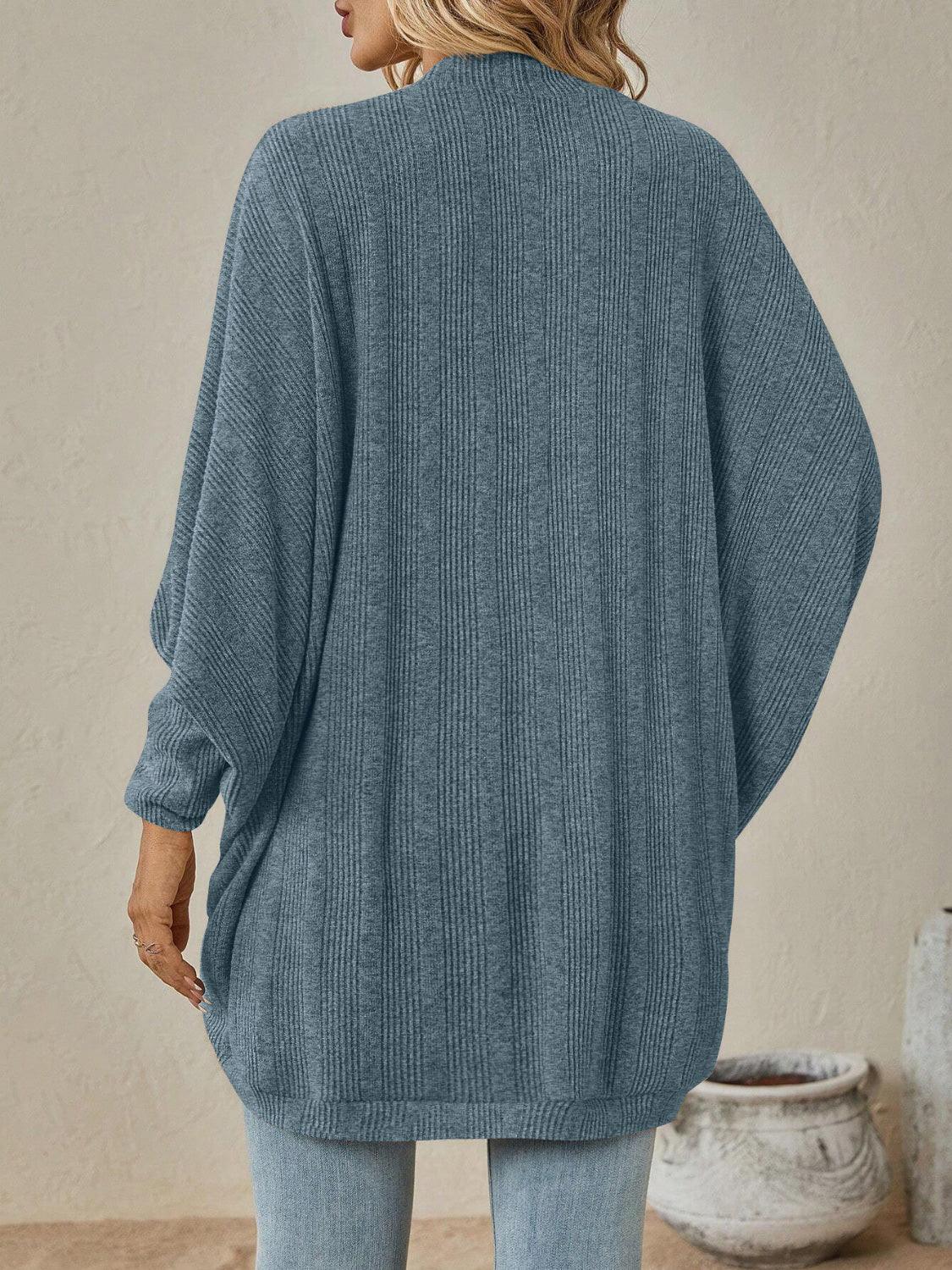 Open Front Dropped Shoulder Cardigan