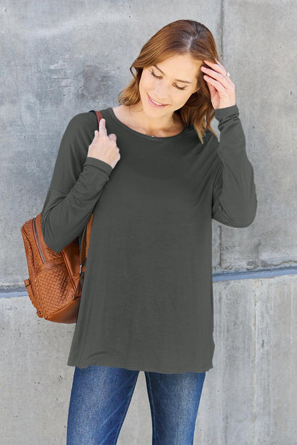 Basic Bae Full Size Round Neck Dropped Shoulder T-Shirt