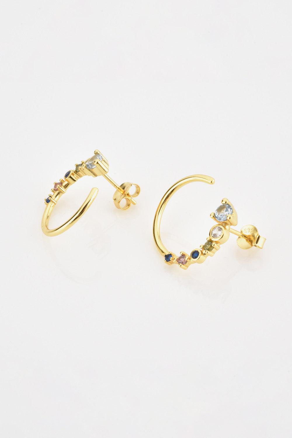 18K Gold-Plated 925 Sterling Silver C-Hoop Earrings