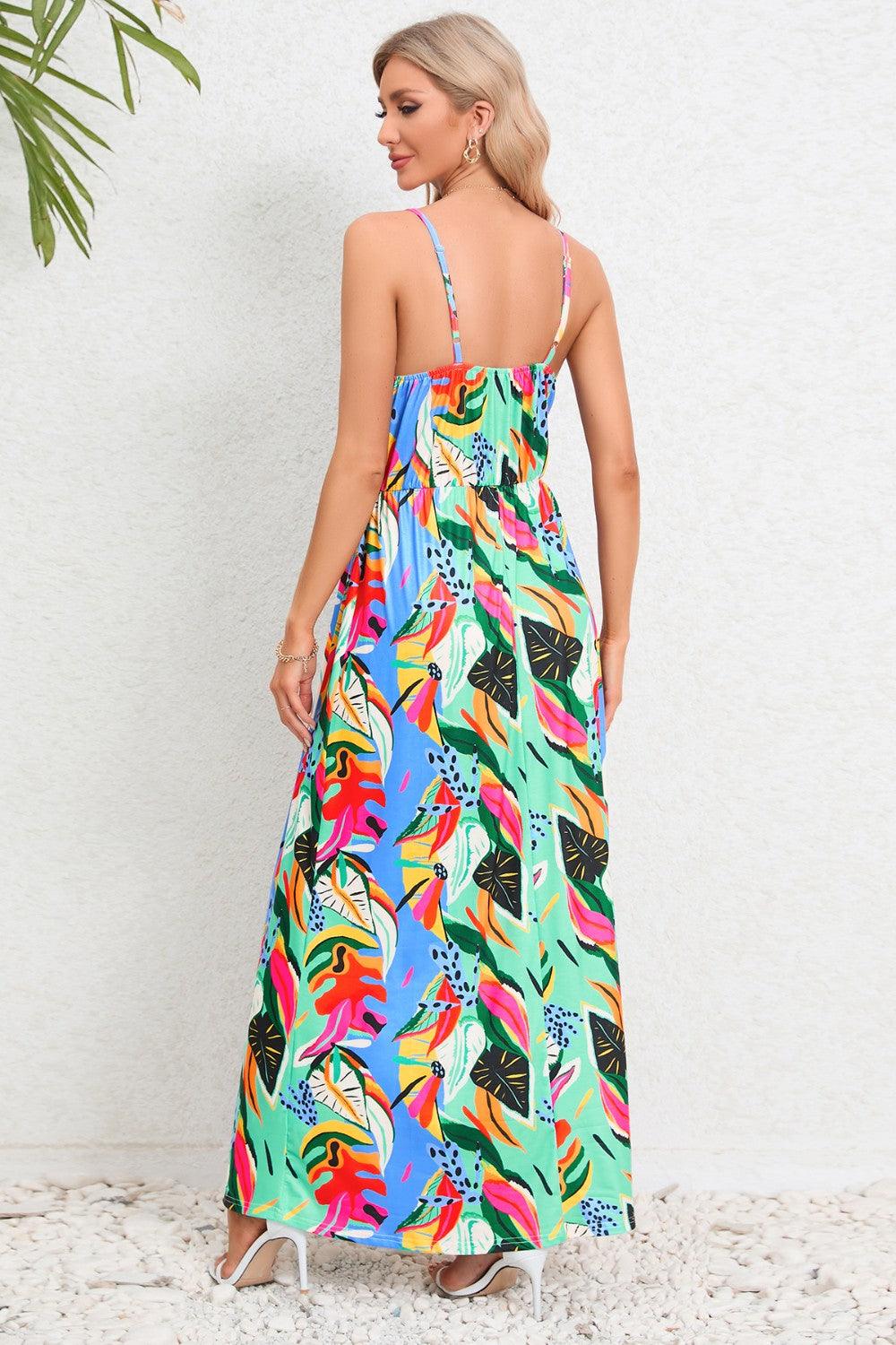 Printed Surplice Maxi Cami Dress