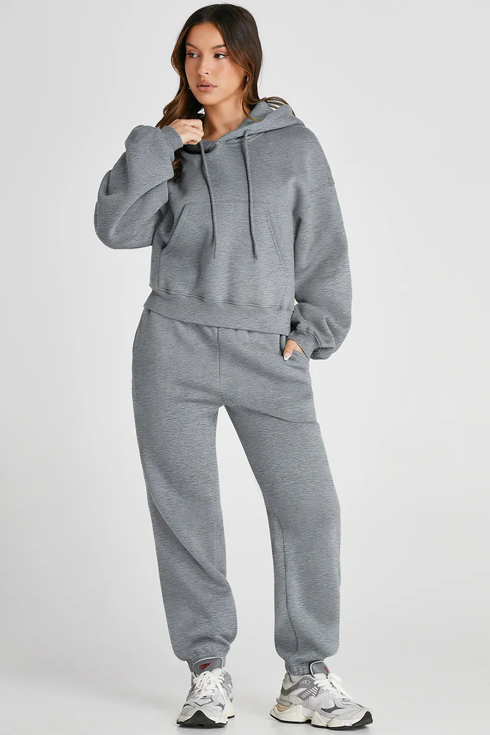 Dropped Shoulder Hooded Top and Pants Active Set Carauana Store