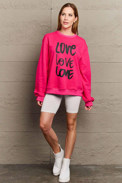 Simply Love Full Size LOVE Round Neck Sweatshirt