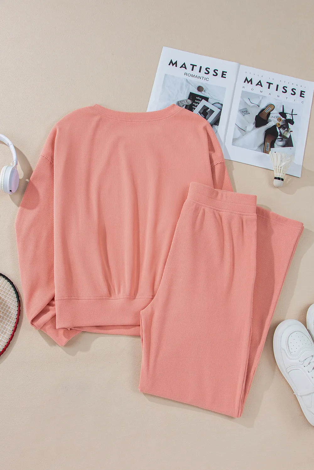 Round Neck Long Sleeve Top and Pants Set Carauana Store
