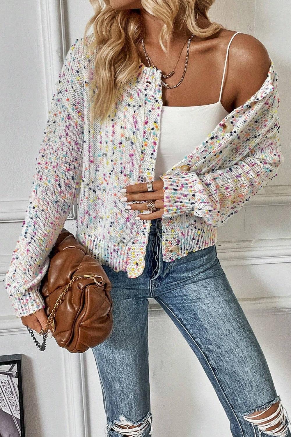 Confetti Button Up Long Sleeve Cardigan Carauana Store