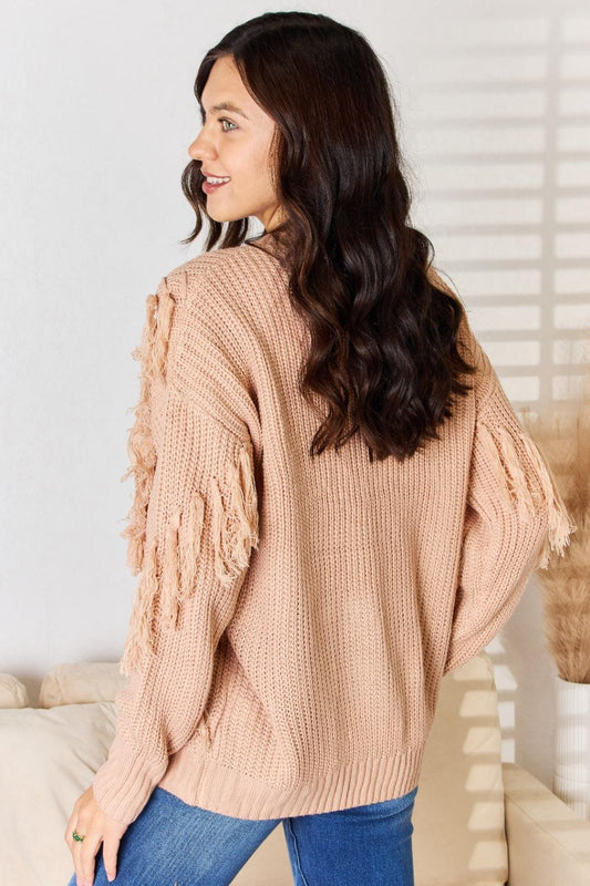 And The Why Tassel Detail Long Sleeve Sweater Carauana Store