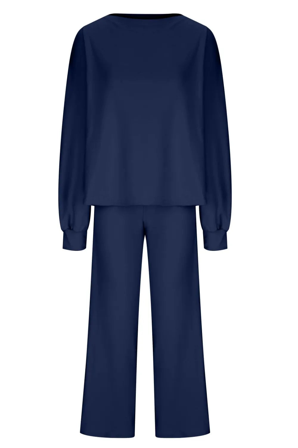 Round Neck Long Sleeve Top and Pants Set Carauana Store