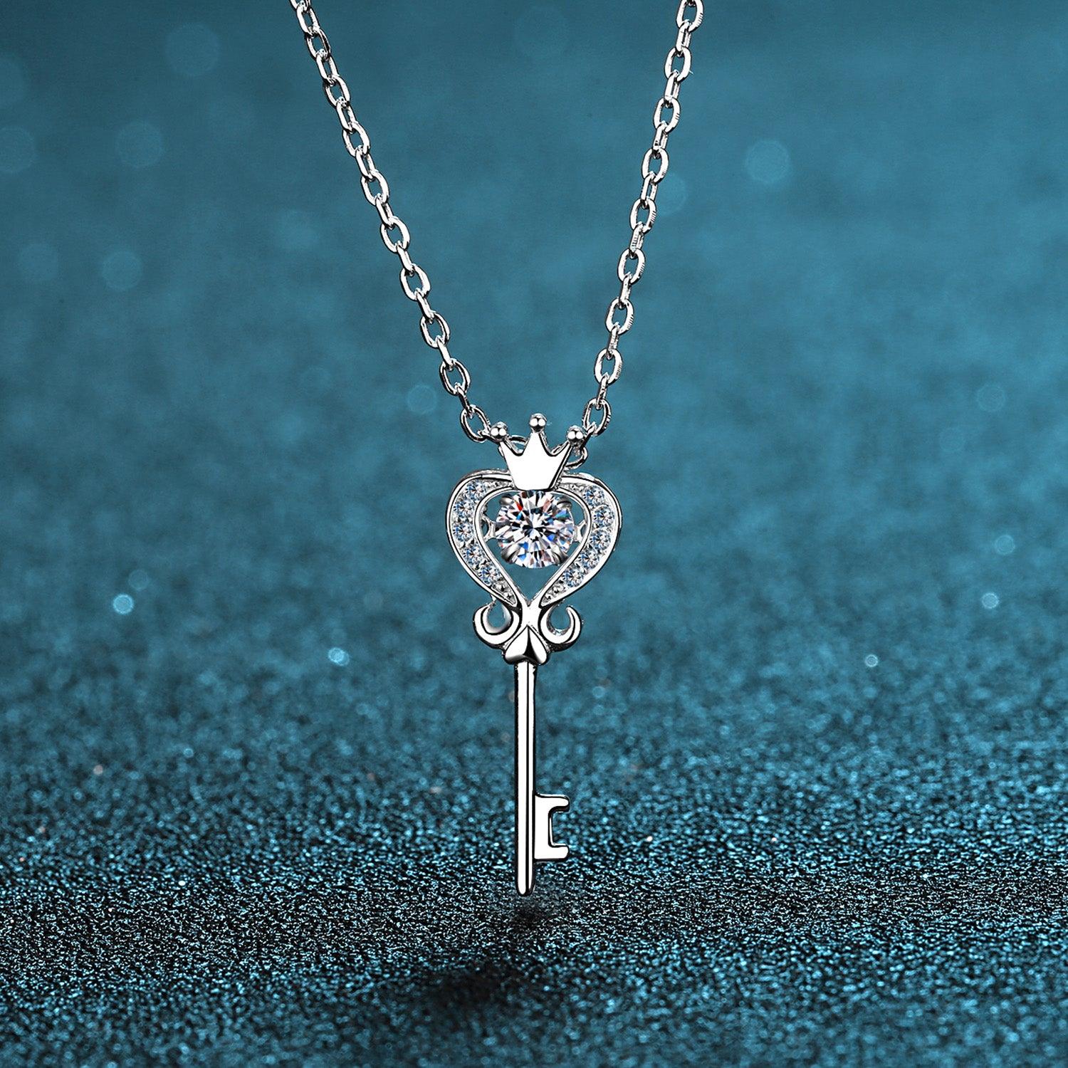 Key Shape Moissanite 925 Sterling Silver Necklace