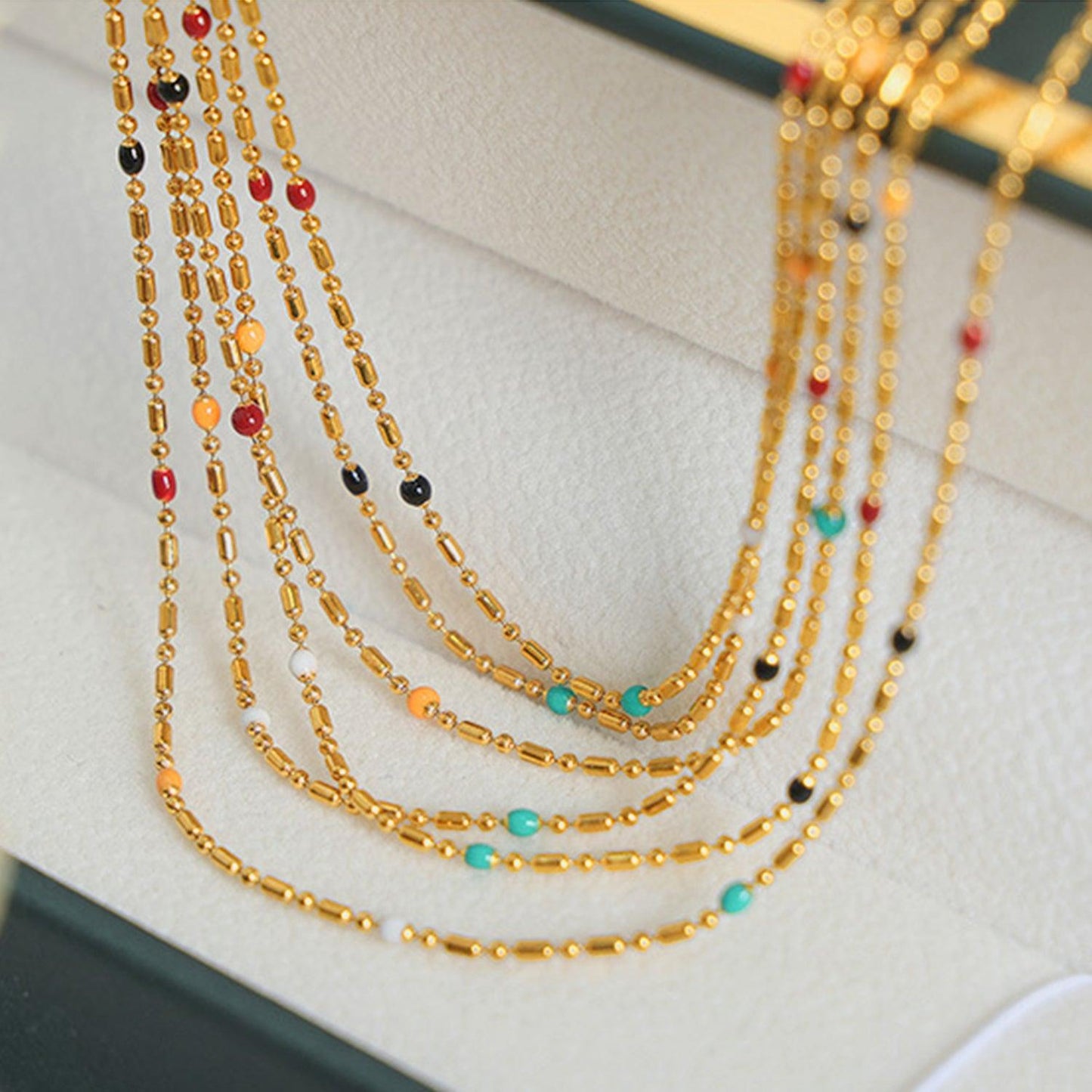 18K Gold-Plated Oil Drip Bead Necklace