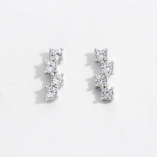 925 Sterling Silver Inlaid Zircon Stud Earrings Carauana Store