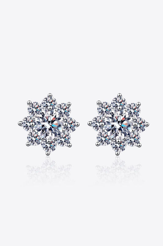 1 Carat Moissanite 925 Sterling Silver Flower Earrings