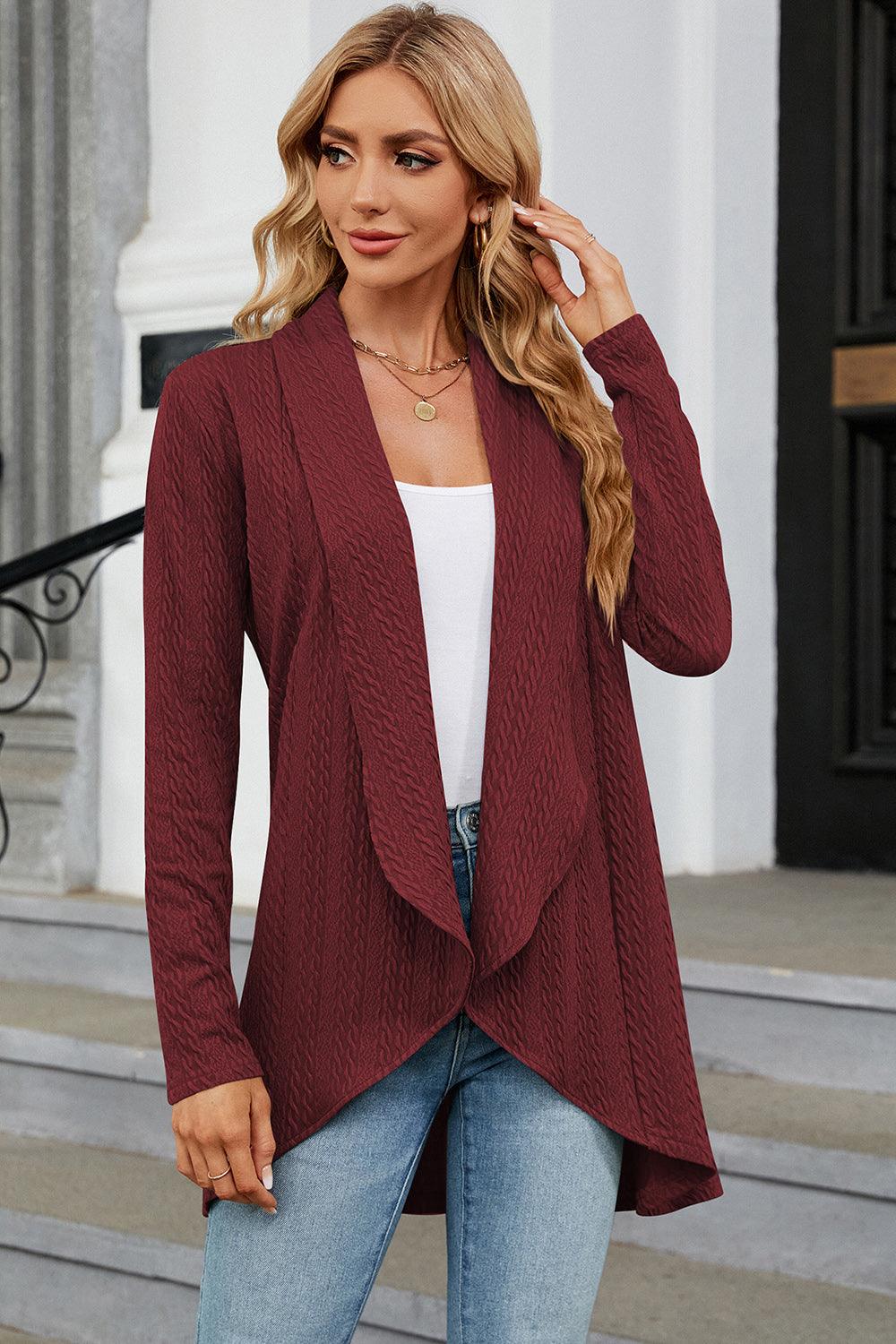 Open Front Long Sleeve Cardigan Carauana Store