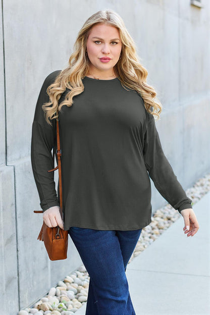 Basic Bae Full Size Round Neck Dropped Shoulder T-Shirt