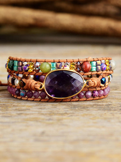 Triple-Layer Amethyst Bracelet