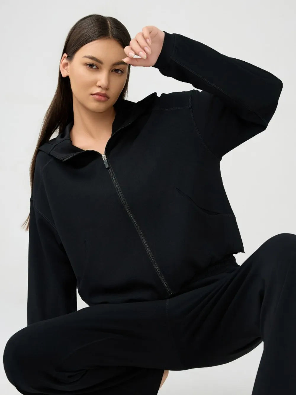 Millennia Zip Up Dropped Shouder Active Hooded Carauana Store