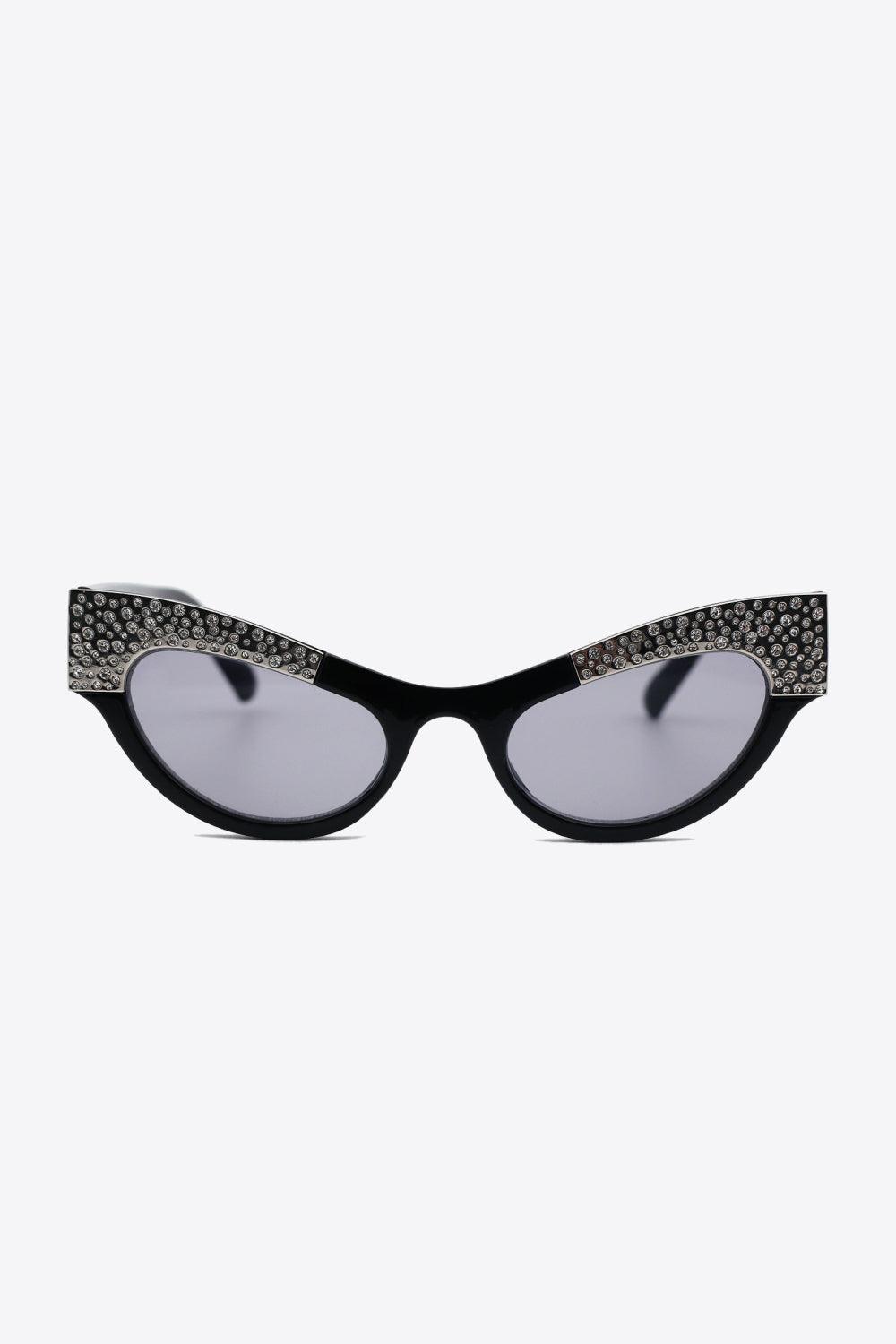 UV400 Rhinestone Trim Cat-Eye Sunglasses