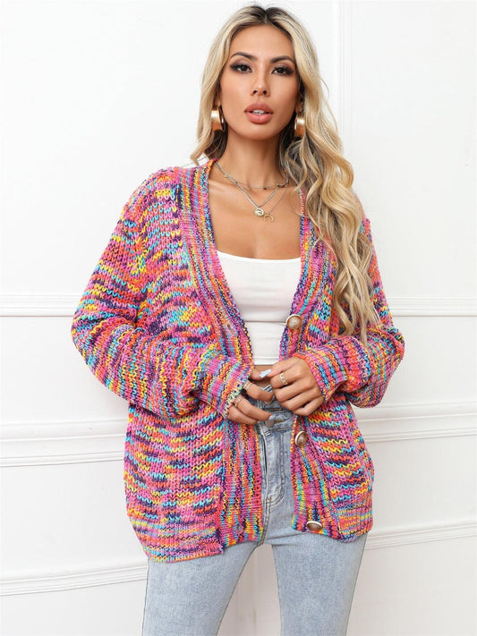 Angel Wings Button Up Dropped Shoulder Cardigan