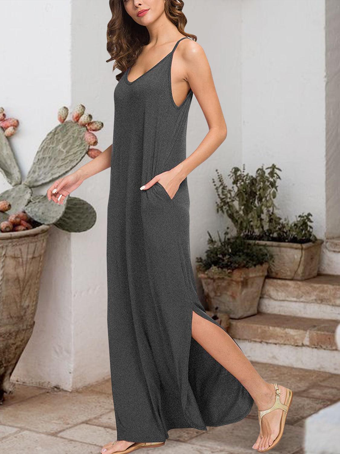 Slit Scoop Neck Sleeveless Dress