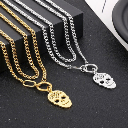 Skull Shape Double-Layered Pendant Necklace