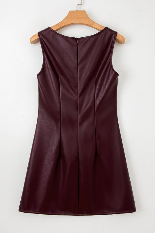 Wild Ginger Vegan Leather Sleeveless Mini Dress