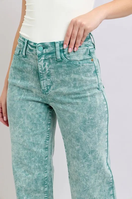 Judy Blue Full Size High Waist Garment Dyed Raw Hem Dad Jean Plus Size Carauana Store
