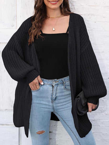 Open Front Dropped Shoulder Longline Cardigan