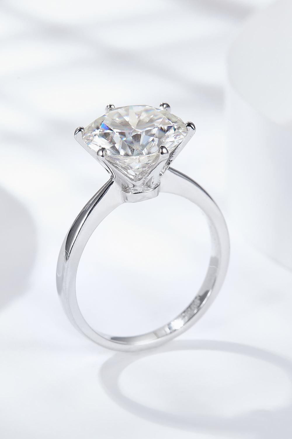 Platinum-Plated 5 Carat Moissanite Solitaire Ring