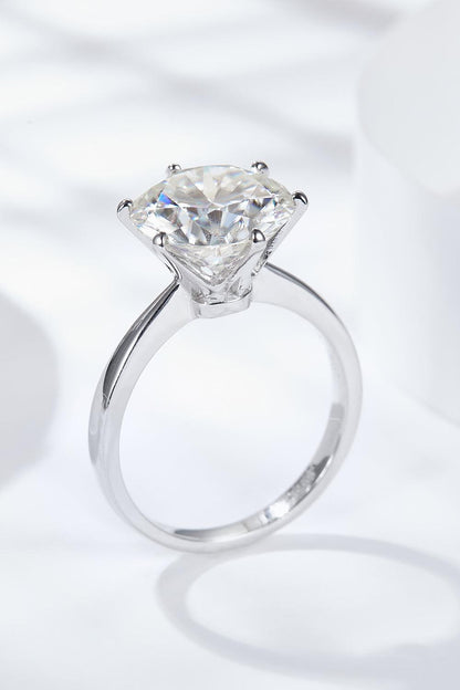 Platinum-Plated 5 Carat Moissanite Solitaire Ring