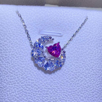 1 Carat Moissanite 925 Sterling Silver Heart Necklace